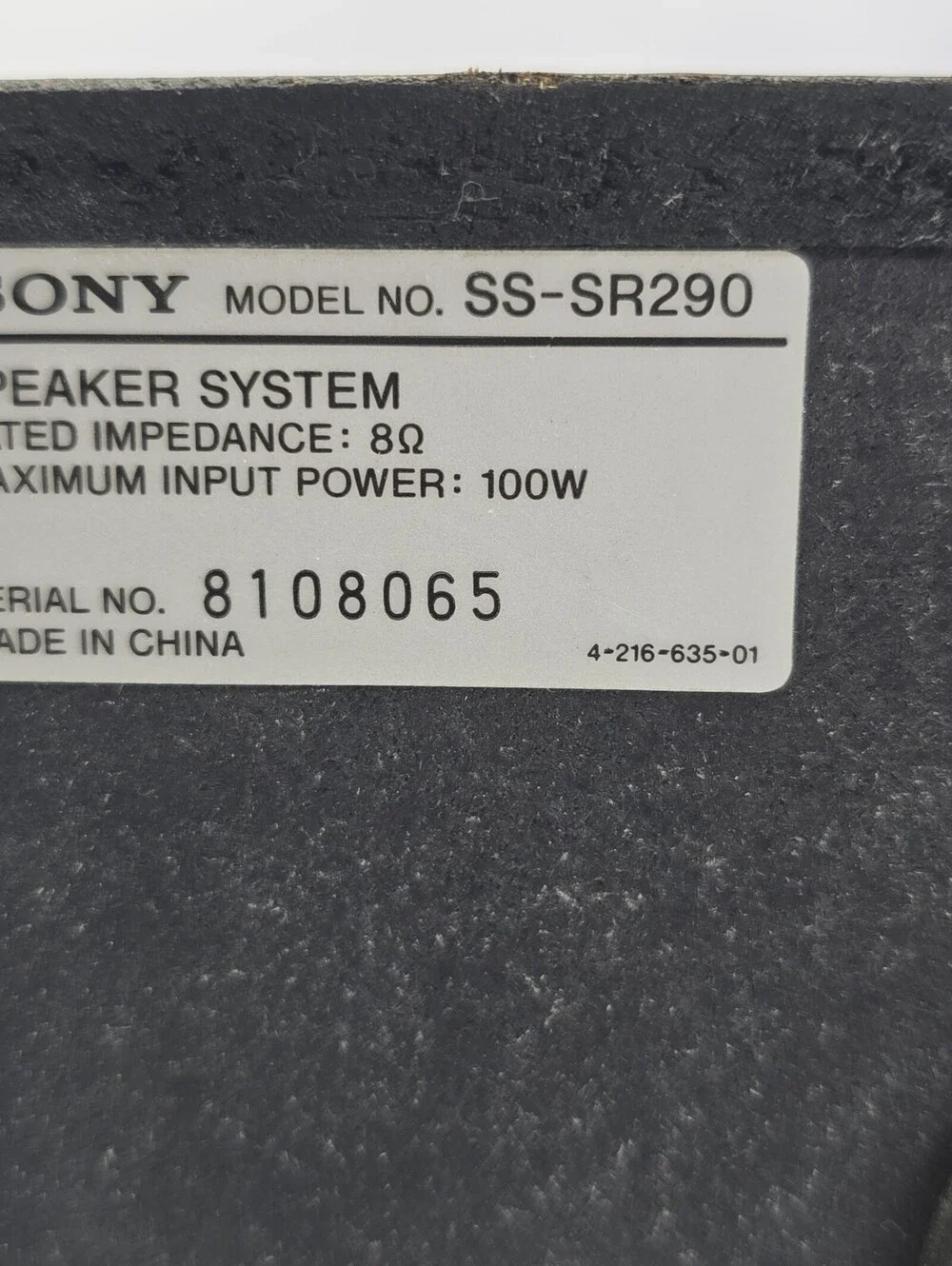 Sony SS-SR290 Bookshelf Surround Speakers Pair 8 Ohm 100W Tested Black